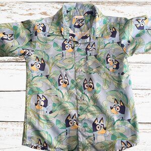 Bluey Button Up T-Shirt, Hawaiian Style Boys Size 6